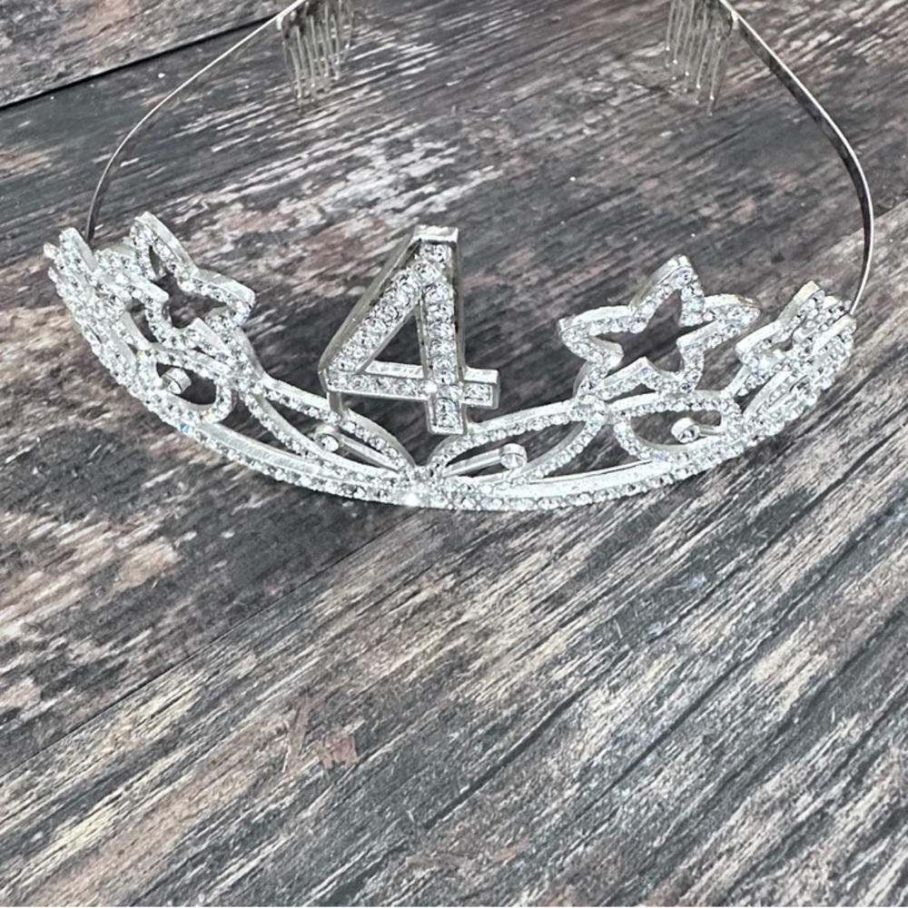 4 Year Old Girl Silver Star Tiara Studded Crown